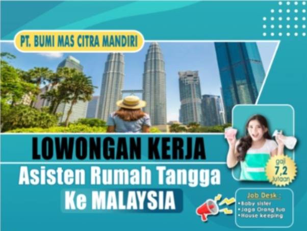 Lowongan Kerja ART ke Malaysia Dibuka dari Dumai Riau, Gaji Rp7,2 Juta