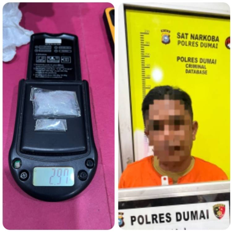 Satres Narkoba Polres Dumai Tangkap Pengedar Sabu di Bukit Batrem, 2,97 Gram Disita