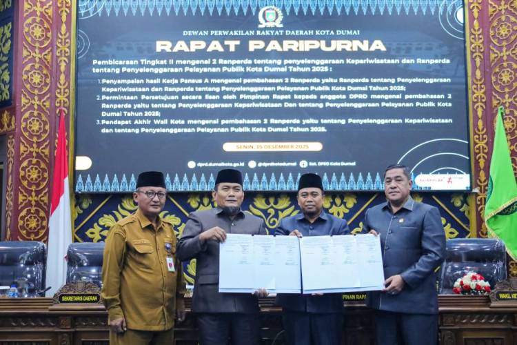 Pemko Dumai dan Legislatif Sepakati Ranperda Kepariwisataan serta Pelayanan Publik